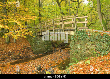 Brücke über einen Fluss in Wharfedale Yorkshire England Stockfoto