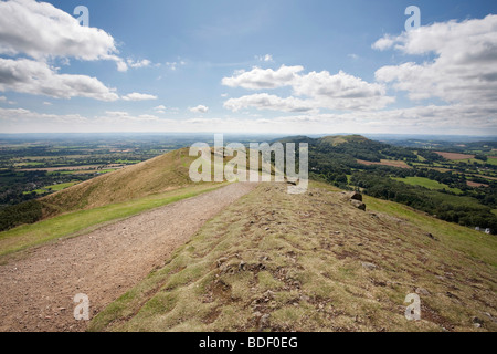 Wanderweg entlang des oberen Randes der Malvern hills Stockfoto