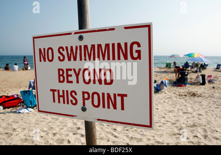 Strand Warnung, Montauk, Long Island, New York Stockfoto