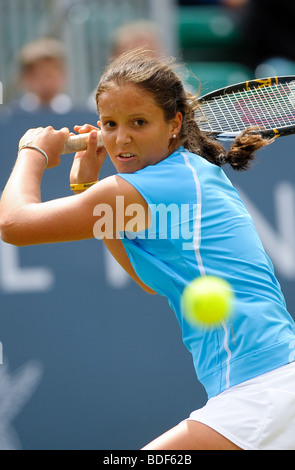 LAURA ROBSON IN AKTION BEIM INTERNATIONALEN TENNISTURNIER LIVERPOOL 2009 Stockfoto