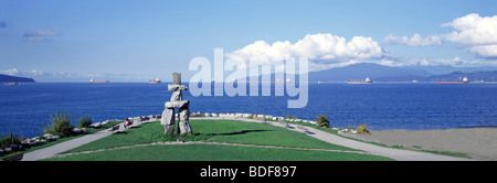 Die Inukshuk in "English Bay" Vancouver British Columbia Kanada Stockfoto