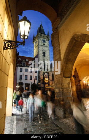 Altstädter Rathaus bei Nacht, Prag, Böhmen, Tschechische Republik, Osteuropa Stockfoto