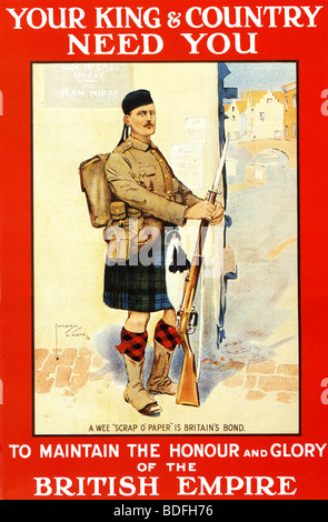 WWI recruiting Poster mit einem schottischen Soldaten Stockfoto
