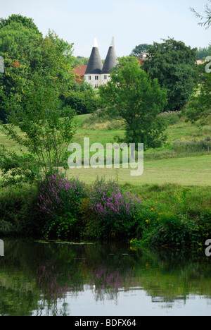 Blick aus einem öffentlichen Fußweg am Ufer des Flusses Medway Stockfoto