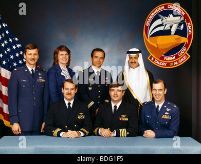 Portrait der Crew des 5. Fluges des Space Shuttles Discovery STS-51-G 18. Flug des NASA-Raumfahrtprogramms - Daniel C. Brandenstein, John O.C. Stockfoto