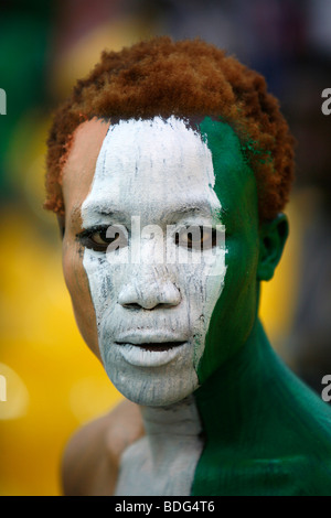 Bemalte Côte d ' Ivoire-Fans. Côte d ' Ivoire V Mali. African Cup of Nations 2008. Ohene Djan Stadium. Accra. Ghana. West-Afrika Stockfoto