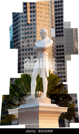 Singapur, Singapur Riverwalk, Raffles Statue, digital Composite. Stockfoto