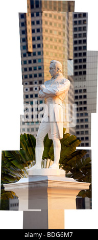 Singapur, Singapur Riverwalk, Raffles Statue, digital Composite. Stockfoto