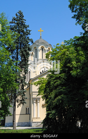 Ljubljana, Slowenien. Serbisch-orthodoxe Kirche der Heiligen Kyrill und Methodius im Trubar Park Stockfoto