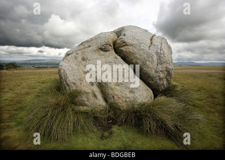 Die großen Stein, der großen Stein von Fourstones, bedeckt in Antike und moderne Graffiti, Tatham Fells, Lancashire. Stockfoto