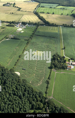 Die York Mais Labyrinth. Das Bild eines Astronauten schneiden in einem Feld von Mais jährt sich zum 40. Mal der 1. Mondlandung von Apollo Stockfoto