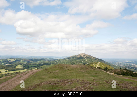 Wanderweg entlang des oberen Randes der Malvern hills Stockfoto