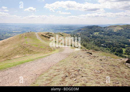 Wanderweg entlang des oberen Randes der Malvern hills Stockfoto