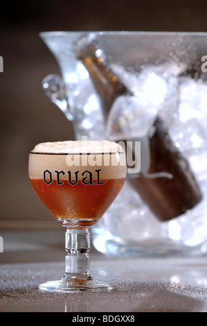 Glas von Orval belgische Trappistenbier. Stockfoto