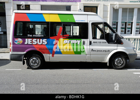 Jesus Army evangelischen christlichen Organisation van auf einer Londoner Straße geparkt Stockfoto