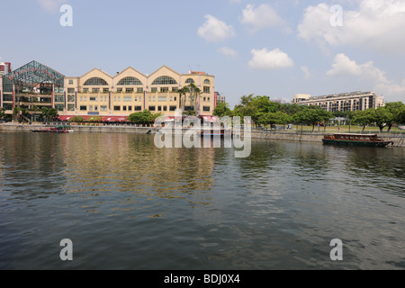 Am Flussufer Punkt, Singapore River, Singapur Stockfoto