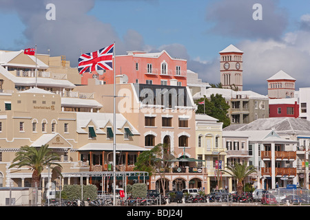 Bermuda, Hamilton, Stadt von Hamilton, Front Street und central Hamilton Stockfoto