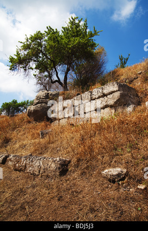 Leontinoi, griechischen Mauern - Sizilien Stockfoto