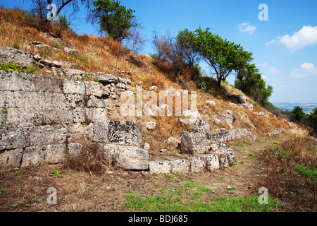 Leontinoi, griechischen Mauern - Sizilien Stockfoto