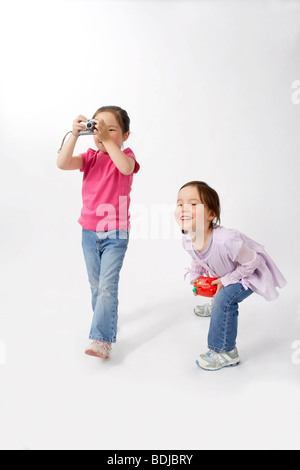 Mädchen mit Kameras Stockfoto