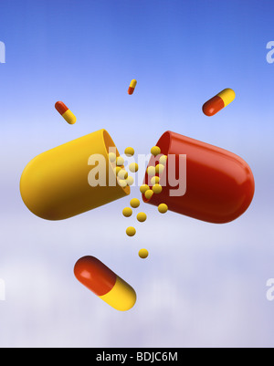 Kapsel-Pillen im Himmel Stockfoto