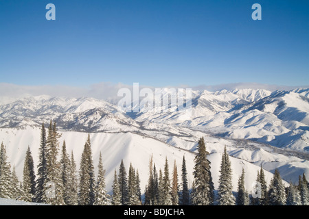 Ansicht der Sägezahn reichen von Mount Baldy, Sun Valley Resort, Idaho, USA