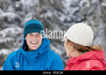 Nahaufnahme eines Paares Cross Country Ski, Whistler, British Columbia, Kanada Stockfoto