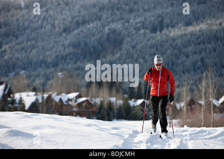 Mann Cross Country Ski, Whistler, British Columbia, Kanada Stockfoto