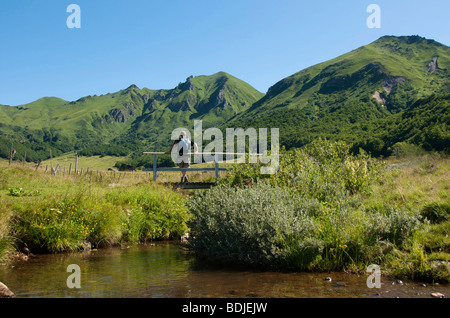 Walker im massiv der Sancy. Auvergne. Frankreich. Stockfoto