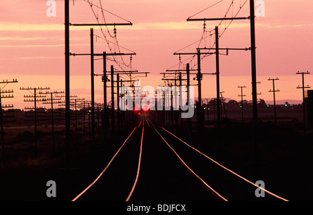 Eisenbahnlinien, Sonnenuntergang Stockfoto