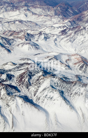 Luftaufnahme von Schnee bedeckt Anden in Nord-Chile Stockfoto