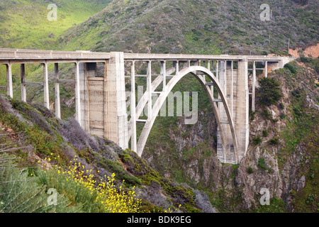 Bixby Bridge entlang der "Big Sur" an der zentralen Küste Kaliforniens, USA Stockfoto