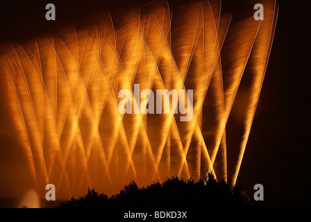 Brunnen-Show in Longwood Gardens, PA, Feuerwerk Stockfoto