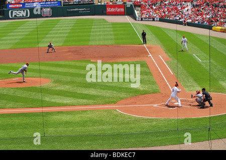 Baseball im Busch Stadium mit Albert Pujols bei bat Stockfoto