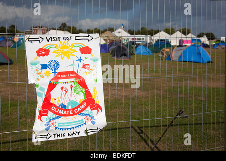 Melden Sie sich am Zaun auf Klima-Änderung-Camp, Blackheath London UK August 2009 Stockfoto