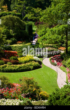 Versunkene Garten am Butchart Gardens, Victoria, Vancouver Island, British Columbia, Kanada. Stockfoto