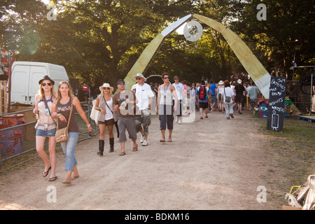 Eingang zum Arcadia auf dem Glastonbury Festival 2009 Stockfoto