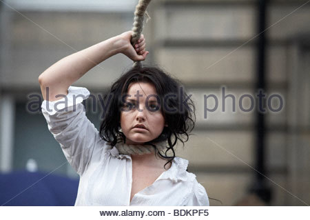 Street Performer, die Förderung der Penelopiad von Margaret Atwood, Edinburgh Festival in Schottland Stockfoto