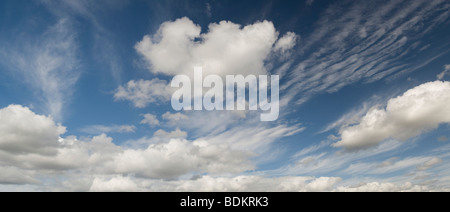 Altocumulus Undulatus und Cumulus-Wolken Stockfoto