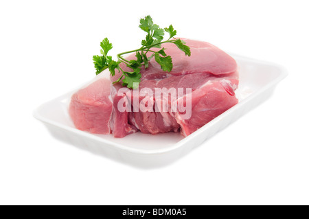 Frisches rohes Fleisch isoliert auf weißem Hintergrund Stockfoto