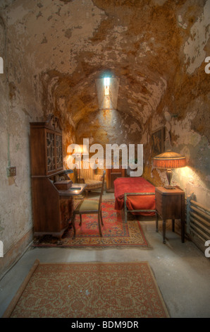 Al Capones Gefängniszelle Eastern State Penitentiary in High Dynamic Range fotografiert. Stockfoto