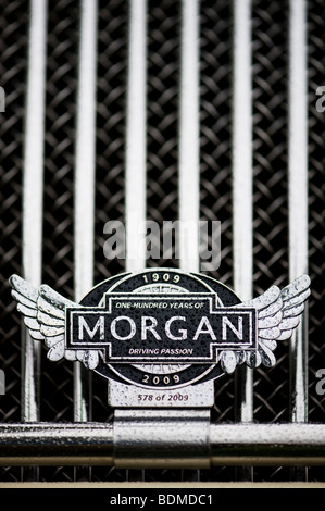 Britische Oldtimer Morgan grill Abzeichen abstrakt Stockfoto