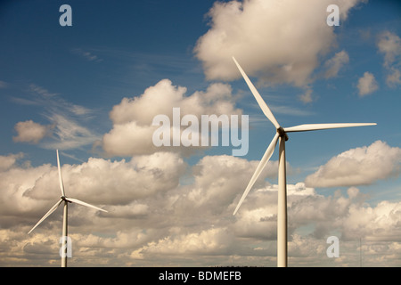 Schwarzes Gesetz-Windpark in der Nähe von Carluke in Schottland, Großbritannien. Als es gebaut wurde, war es der größte Windpark in Großbritannien mit 54 Turbinen Stockfoto