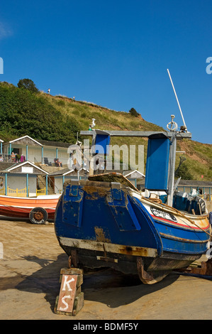 Fischerboot Boote auf der Coble Landing im Sommer Filey North Yorkshire England Vereinigtes Königreich GB Großbritannien Stockfoto