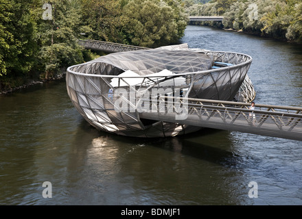 Grazer Murinsel (Mur Insel, Mur-Insel), 2003 von Vito Acconci Nach Einer Idee des Grasfresser Robert Punkenhofer erbaut Stockfoto