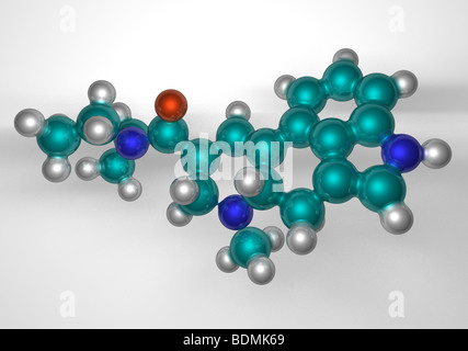 computergenerierte, dreidimensionale raumfüllende Molekülmodell von LSD, Lysergic Acid diethylamide Stockfoto