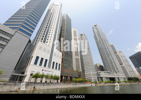 Die Skyline der Stadt im Zentrum finanziellen Stadt, einschließlich kann Bank, Bank of China und Standard Chartered Bank, Singapur Stockfoto