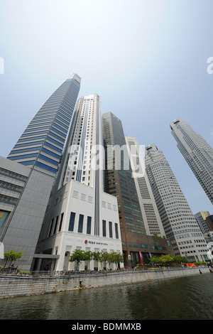 Die Skyline der Stadt im Zentrum finanziellen Stadt, einschließlich kann Bank, Bank of China und Standard Chartered Bank, Singapur Stockfoto