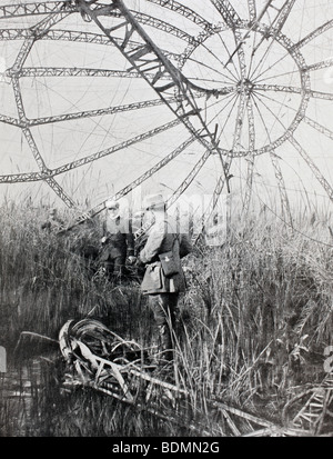 Wrack in Frankreich von einem deutschen Zeppelin Luftschiff abgeschossen während des ersten Weltkrieges. Stockfoto