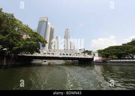 Anderson Bridge und Stadt Skyline, Singapur Stockfoto